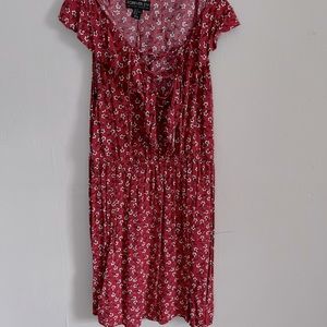 Floral Mini Dress • laced up ruffled front • Party Dress